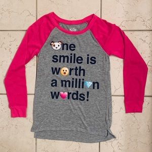 JUSTICE Long-Sleeve Emoji Shirt (Size 12)